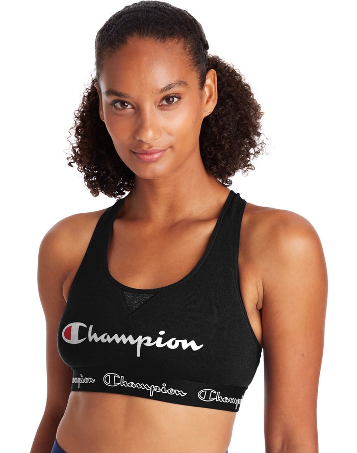 Champion The Authentic Script Logo Kadın Sporcu Sütyeni Siyah ( EIAYPR247 )